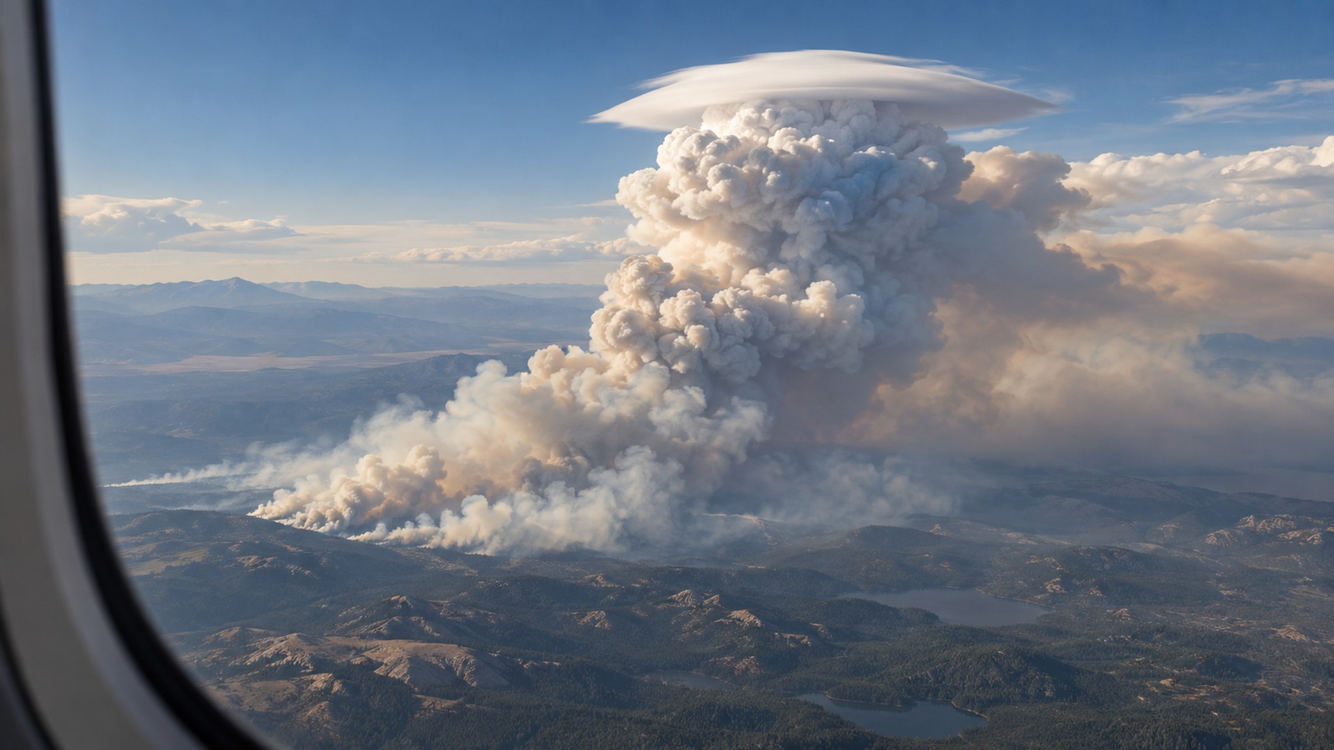A nuvem de incêndio com um «chapéu» que um avião da NASA conseguiu observar